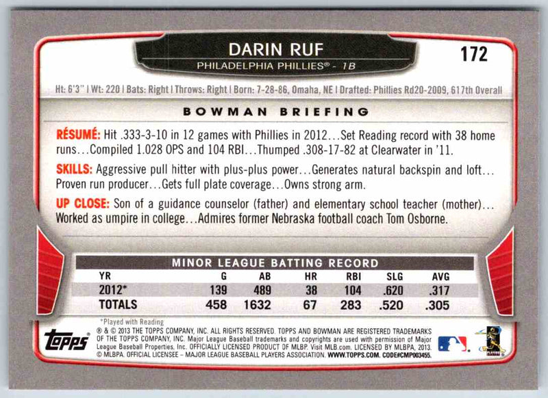 2013 Bowman Darin Ruf