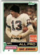 1981 Topps Coca-Cola New York Giants Dave Jennings