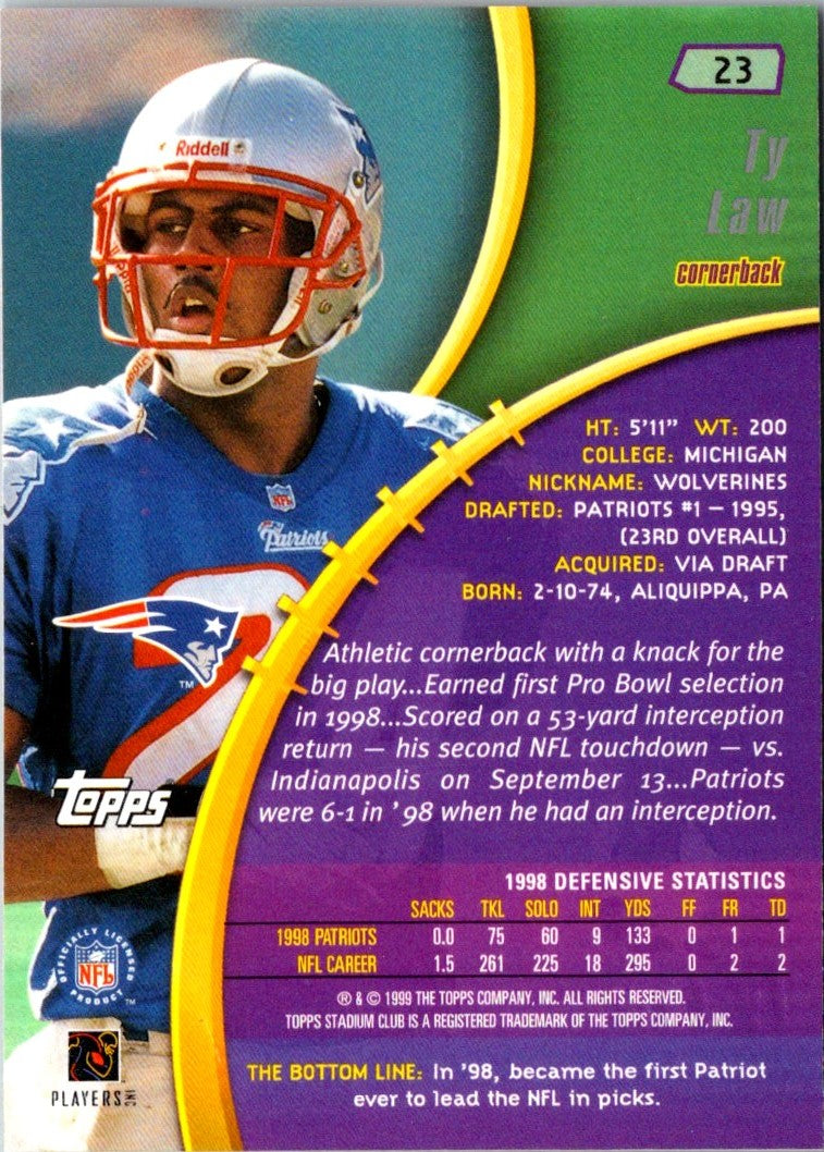 1999 Stadium Club Ty Law