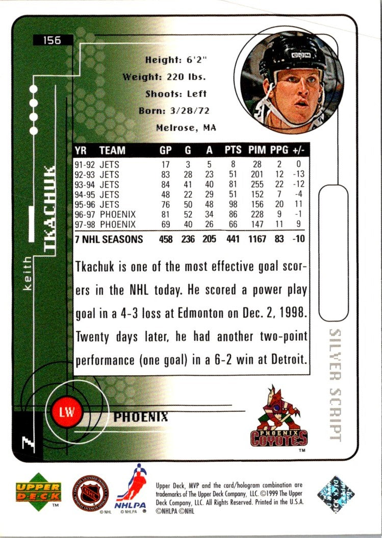 1998 Upper Deck MVP Keith Tkachuk