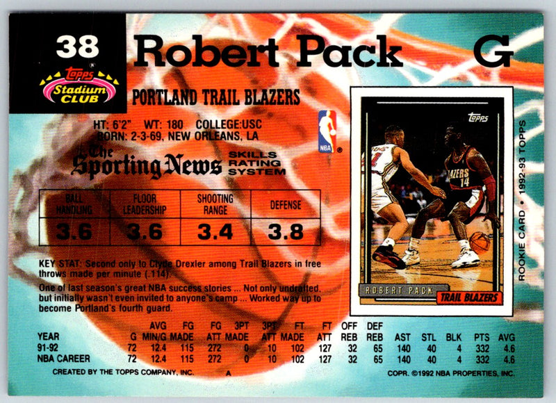 1992 Stadium Club Robert Pack