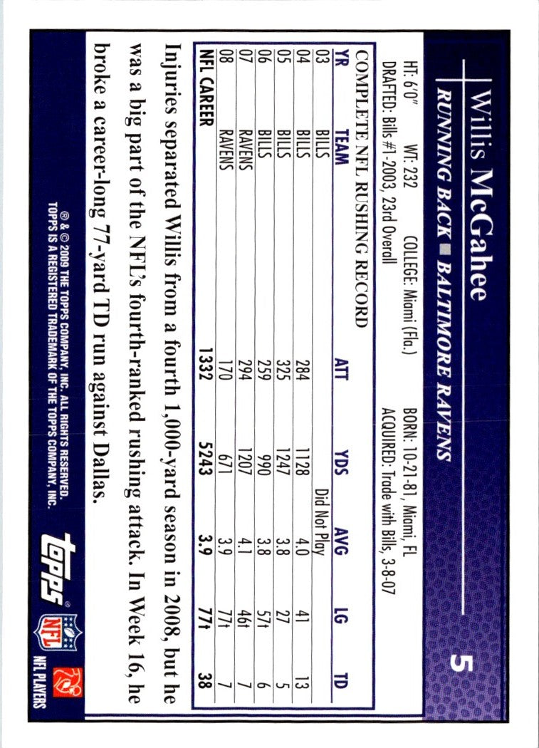 2009 Topps Willis McGahee
