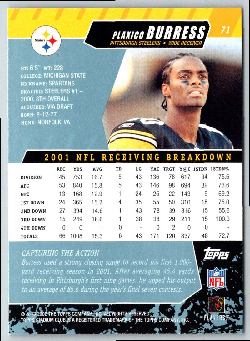 2002 Stadium Club Plaxico Burress