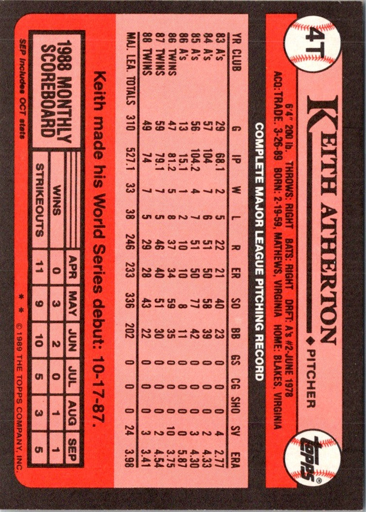 1989 Topps Traded Keith Atherton