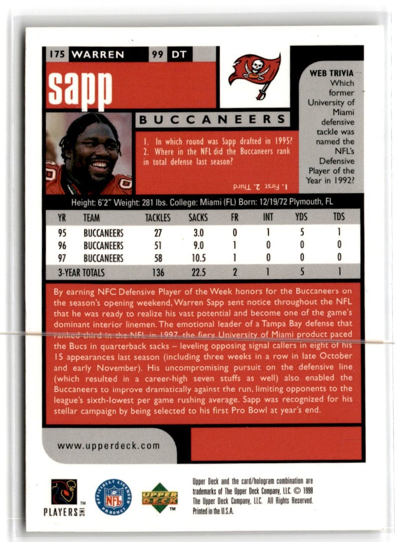 1998 UD Choice Previews Warren Sapp