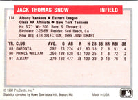1991 ProCards Tomorrow's Heroes J.T. Snow #114