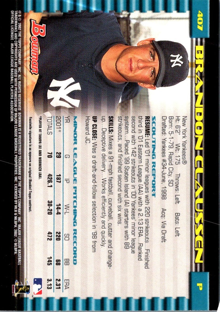 2002 Bowman Brandon Claussen