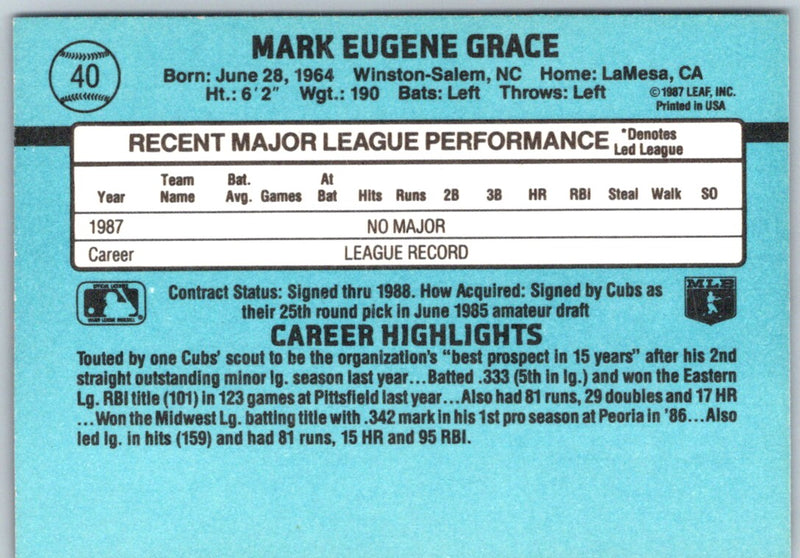 1988 Donruss Mark Grace