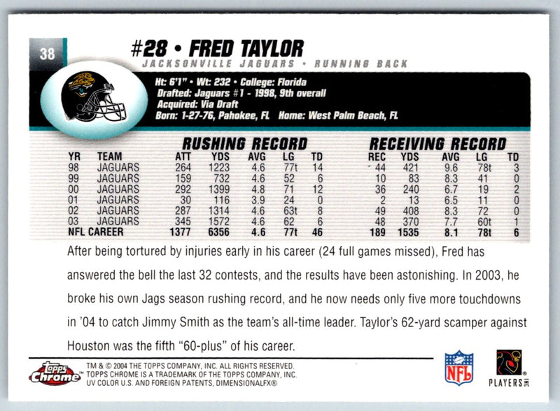 2004 Topps Chrome Fred Taylor