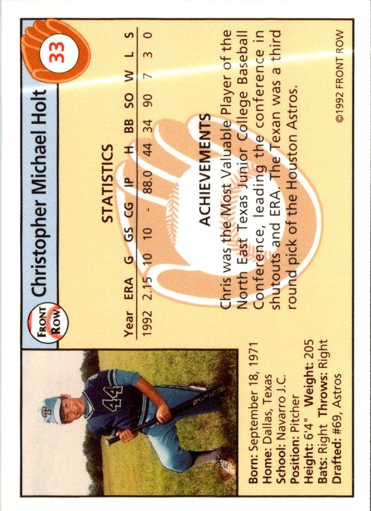 1992 Front Row Draft Picks Chris Holt