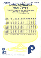 1990 Fleer Award Winners Von Hayes #17