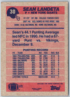1991 Topps Football Sean Landeta #30