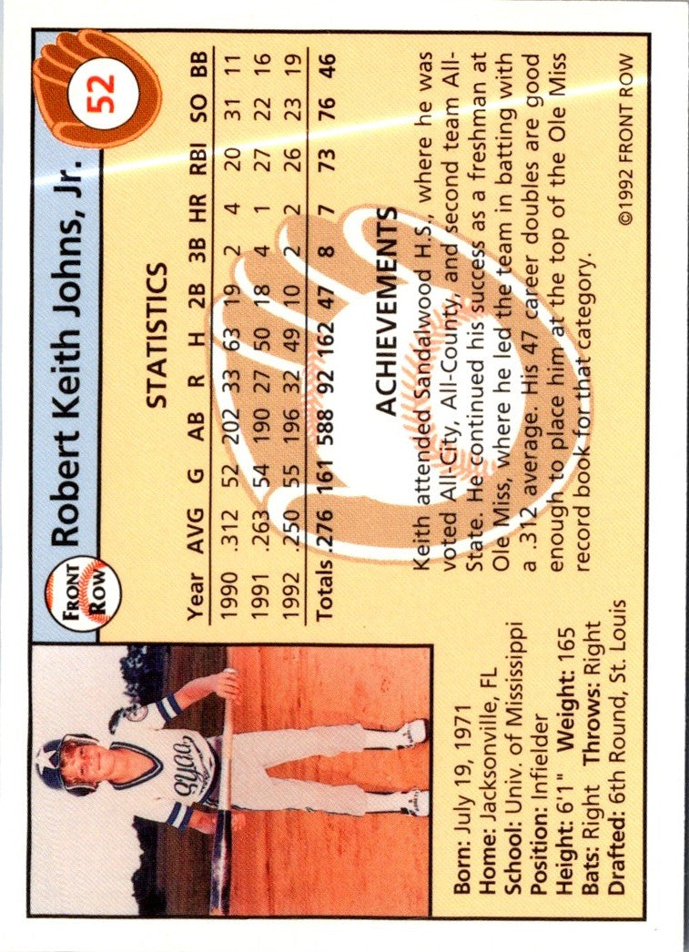 1992 Front Row Draft Picks Keith Johns