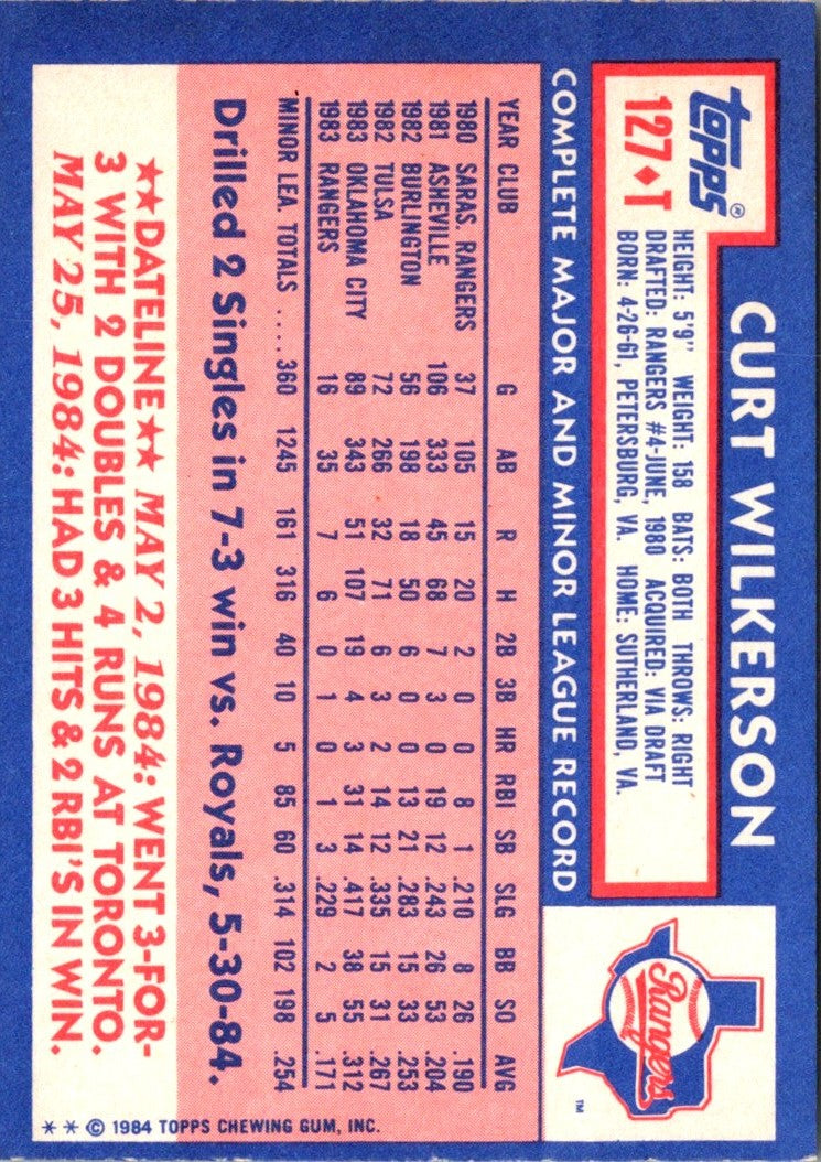 1984 Topps Traded Curt Wilkerson