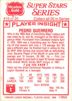 1986 Meadow Gold Stat Back Pedro Guerrero #18