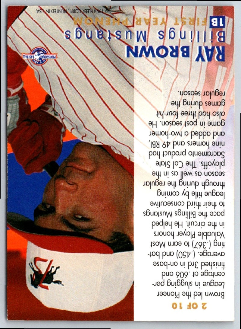 1994 Fleer ProCards Billings Mustangs Checklist