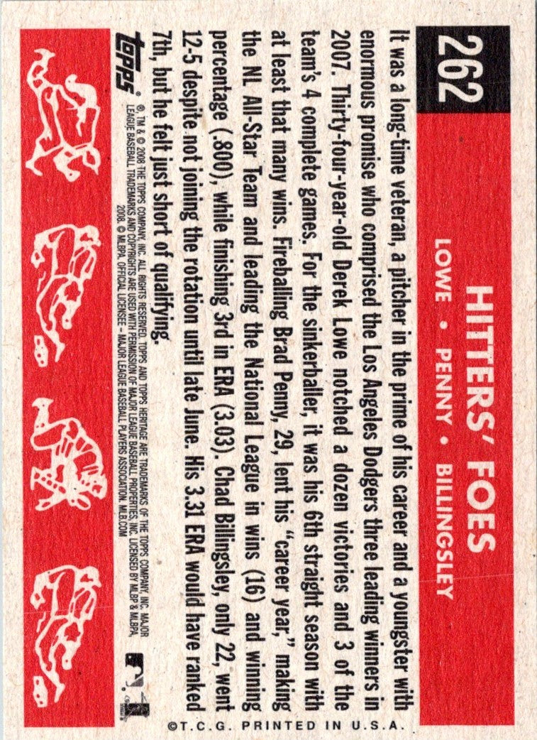 2008 Topps Heritage 50th Anniversary Buybacks Hitters' Foes (Johnny Podres/Clem Labine/Don Drysdale)