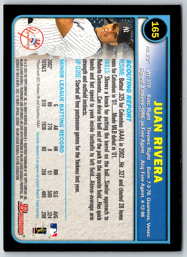 2003 Bowman Juan Rivera