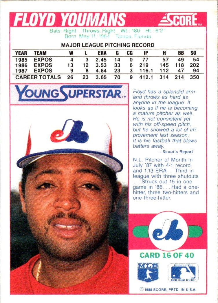 1988 Score Young Superstars II Floyd Youmans