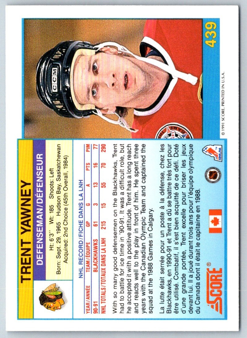 1991 Score Canadian Trent Yawney