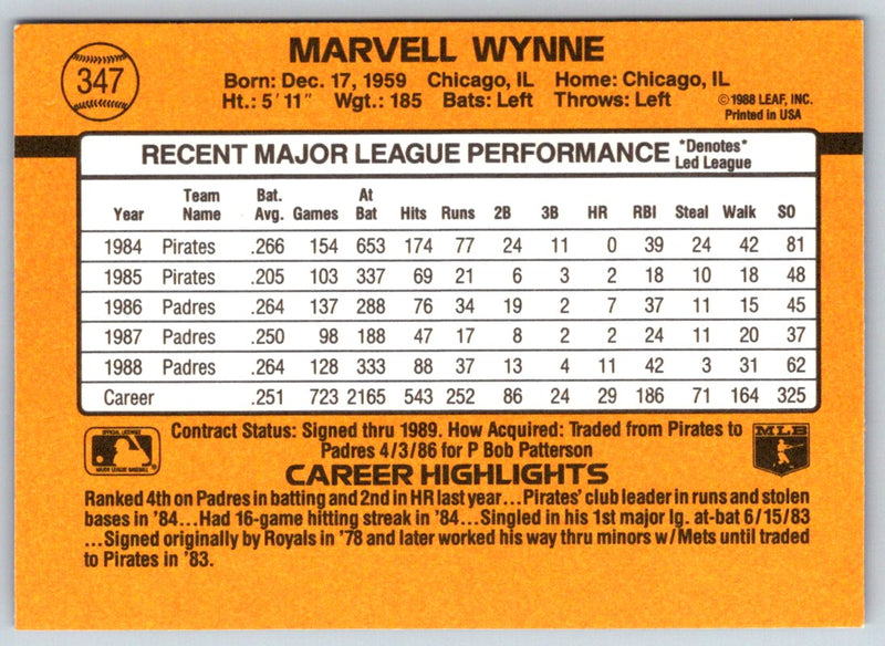 1989 Donruss Marvell Wynne