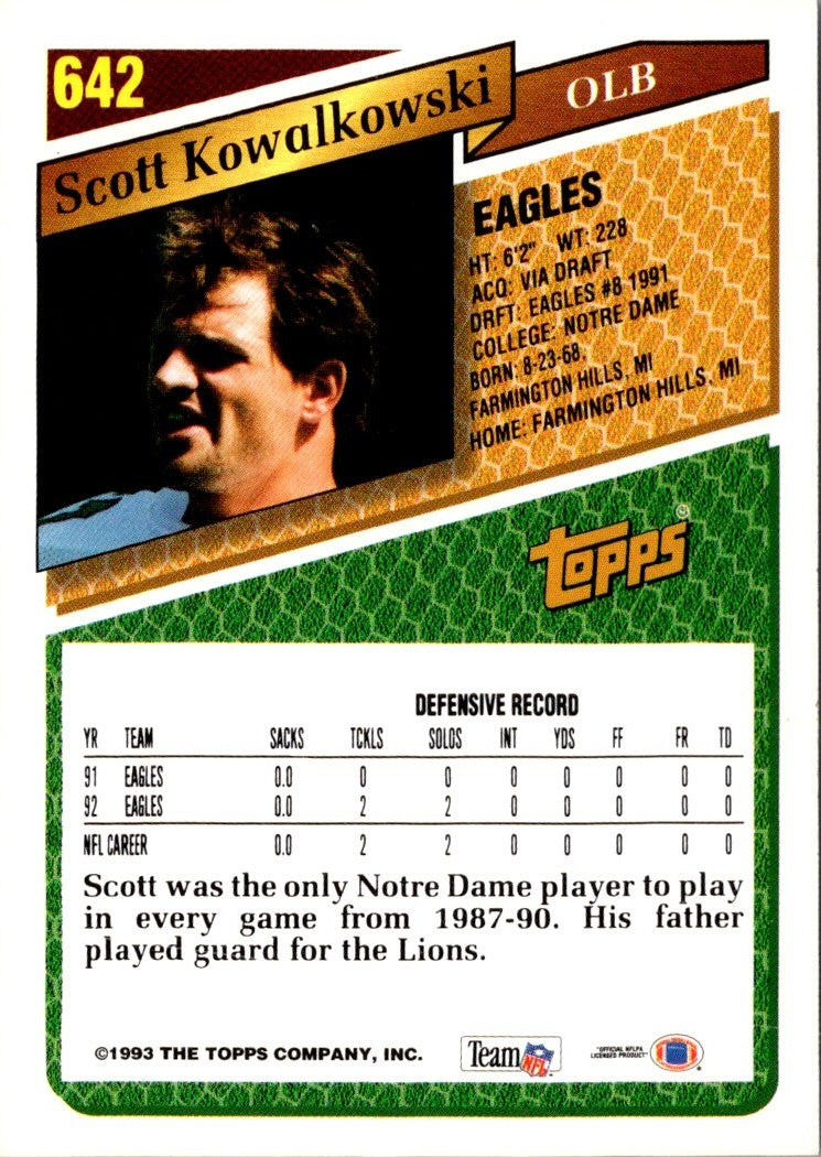 1993 Topps Scott Kowalkowski