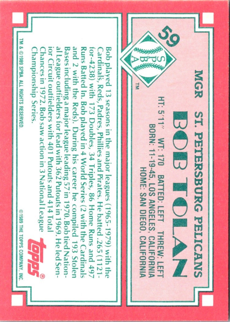 1989 Topps Senior League Bob Tolan