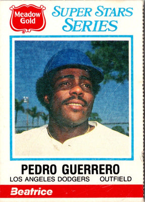 1986 Meadow Gold Stat Back Pedro Guerrero #18