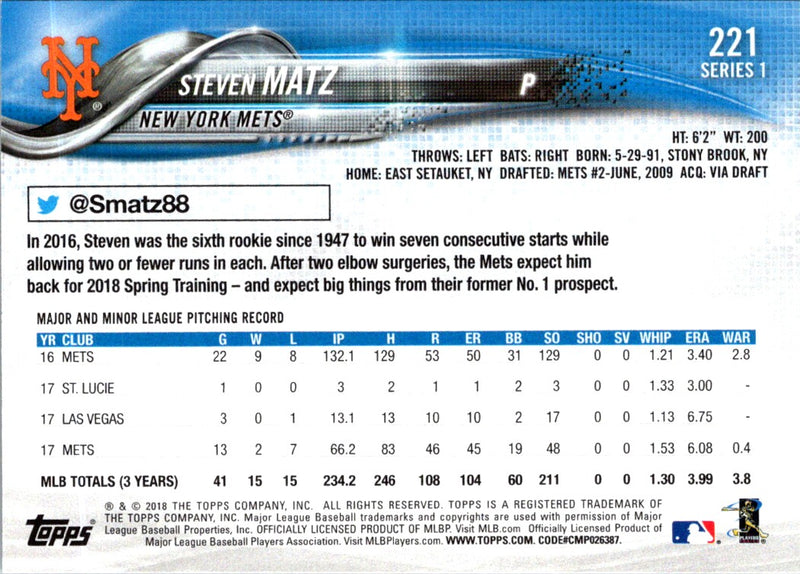 2018 Topps Steven Matz