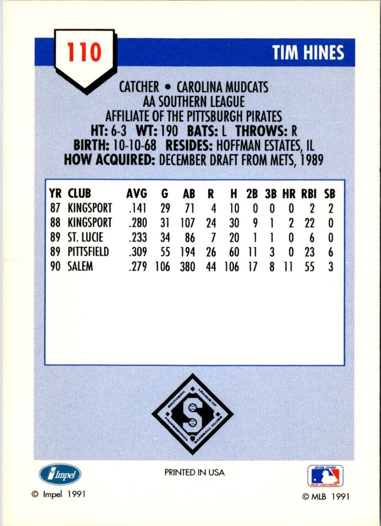 1991 Line Drive AA Tim Hines