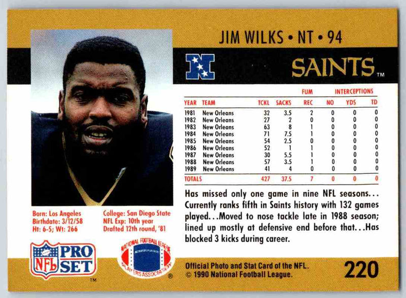 1990 Pro Set Jim Wilks