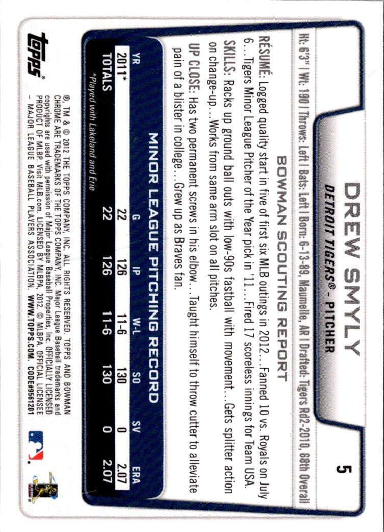 2012 Bowman Draft Picks & Prospects Chrome Drew Smyly