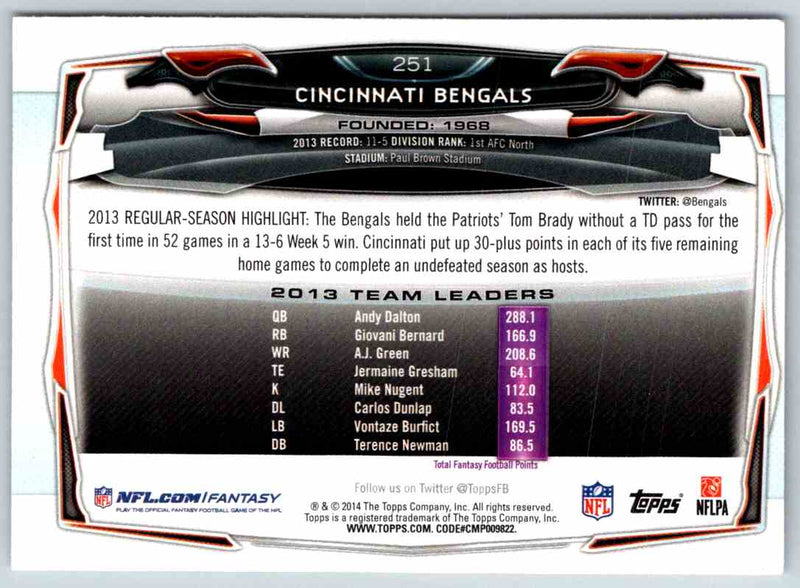 2014 Topps Cincinnati Bengals