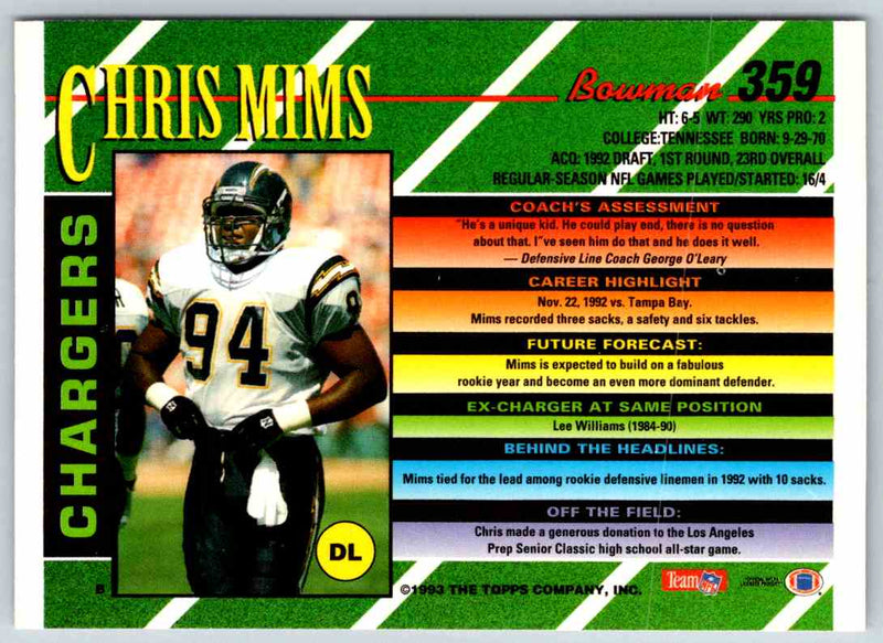 1993 Bowman Football Chris Mims