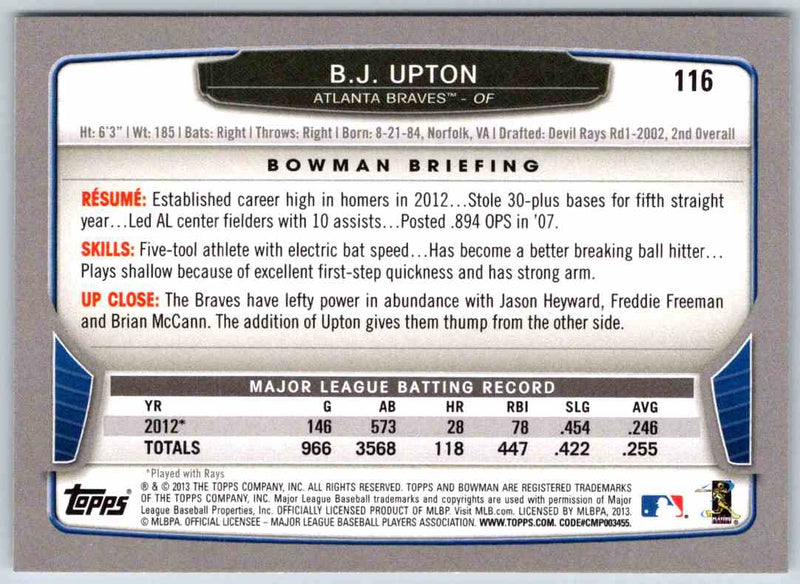 2013 Bowman B.J. Upton