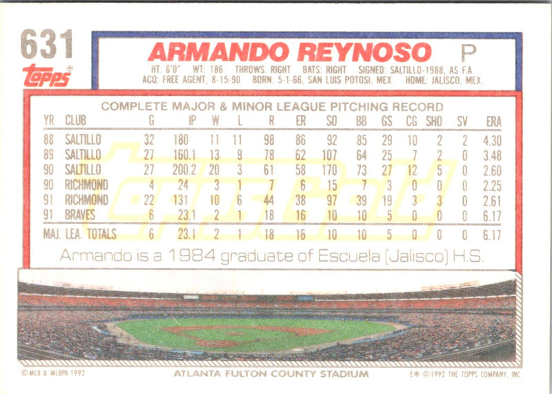 1992 Topps Armando Reynoso