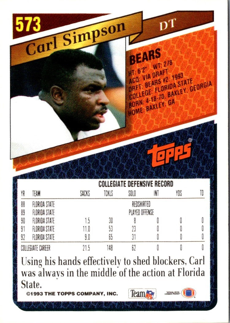 1993 Topps Gold Carl Simpson