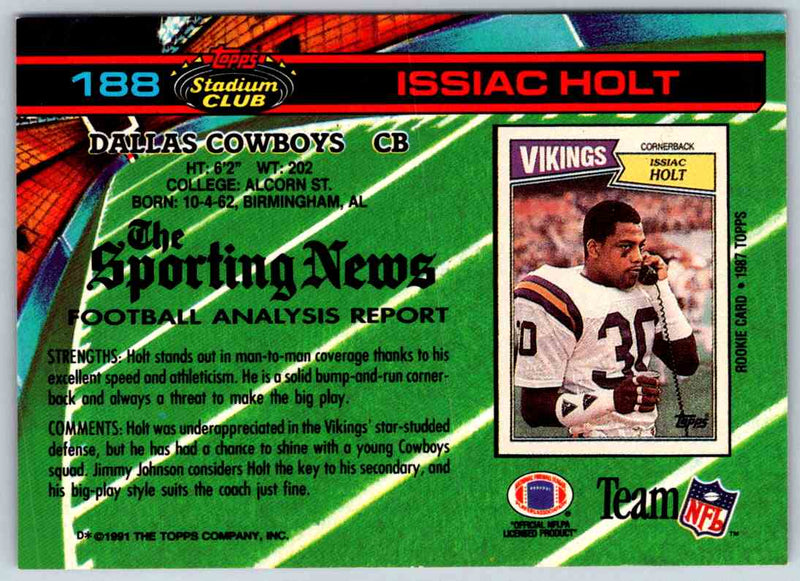 1991 Topps Stadium Club Football Issiac Holt
