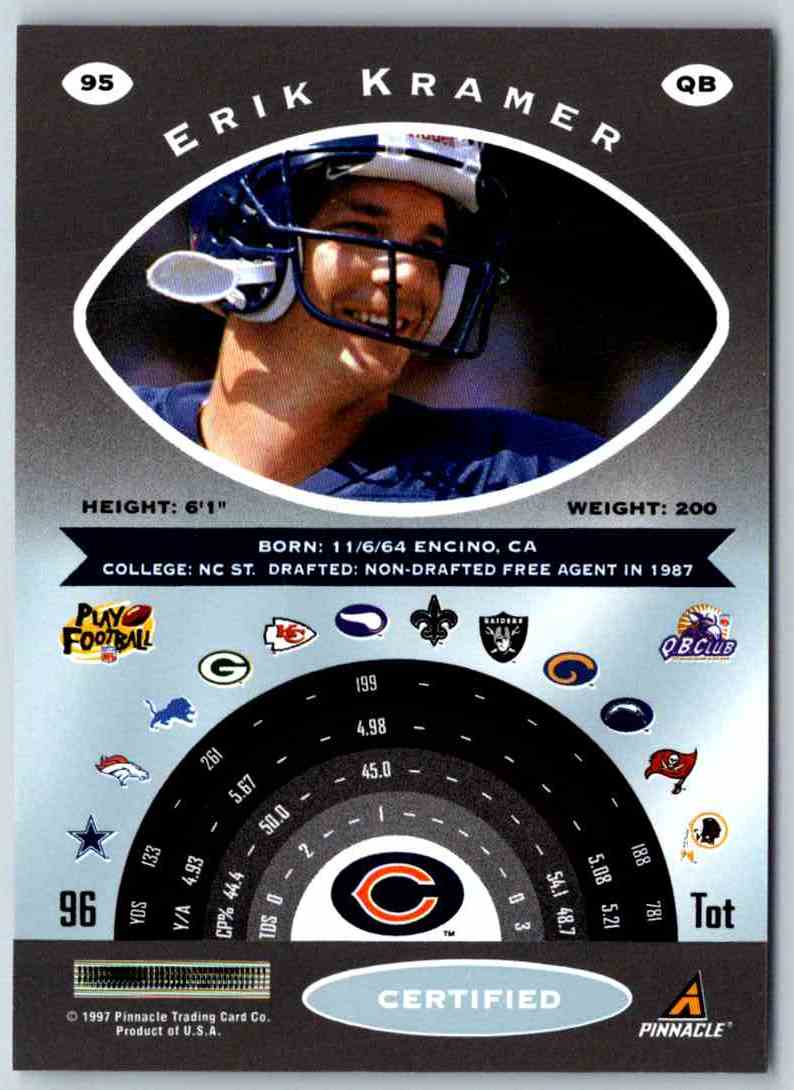 1997 Pinnacle Certified NFL Erik Kramer