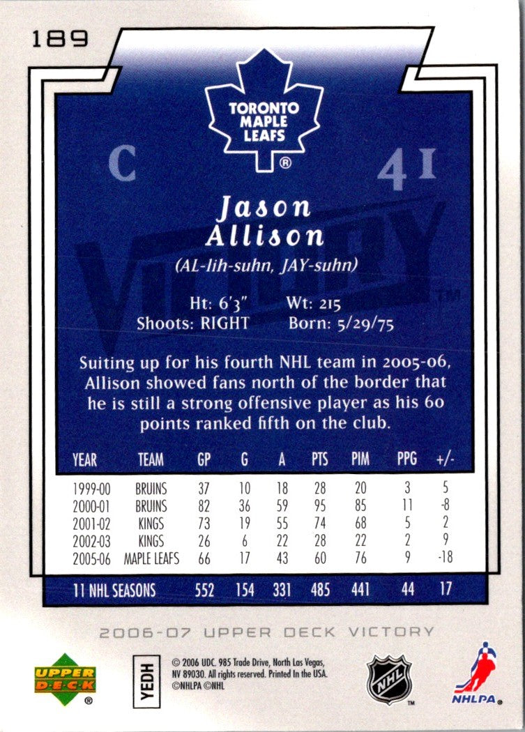 2006 Upper Deck Victory Jason Allison