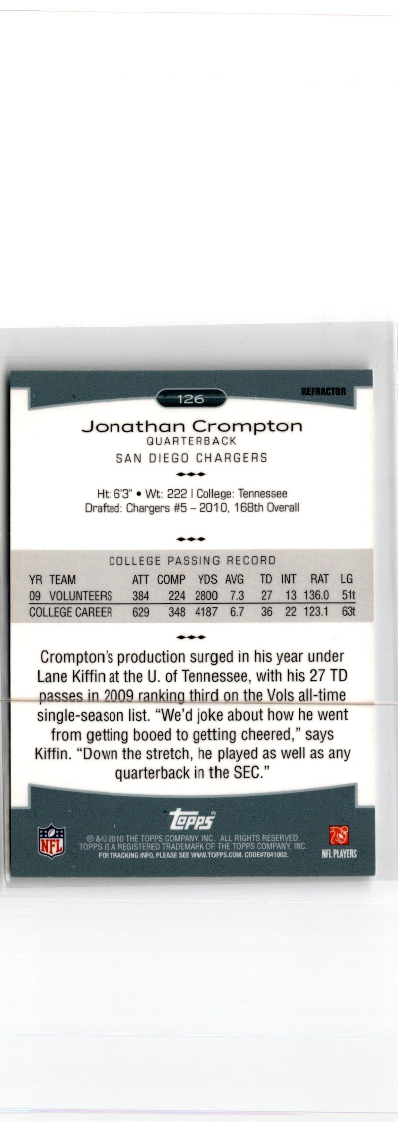 2010 Topps Platinum Jonathan Crompton