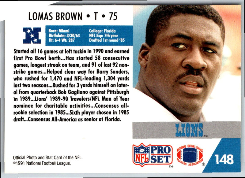 1991 Pro Set Lomas Brown