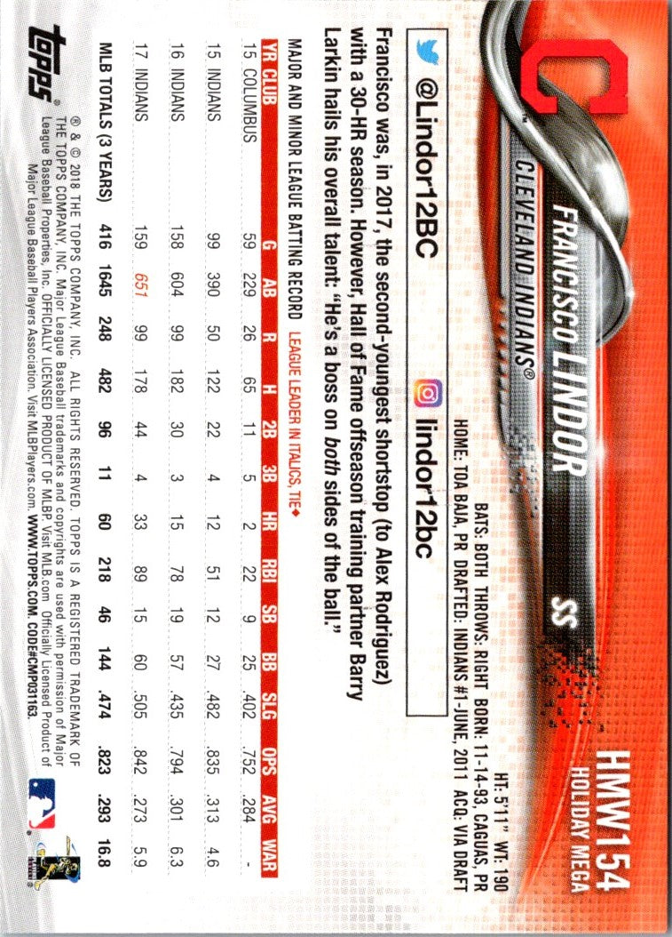 2018 Topps Holiday Francisco Lindor
