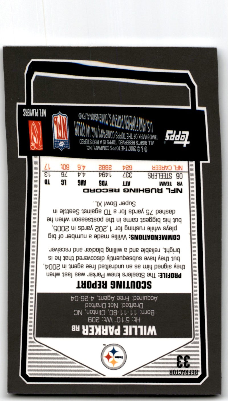 2007 Topps Draft Picks & Prospects Willie Parker