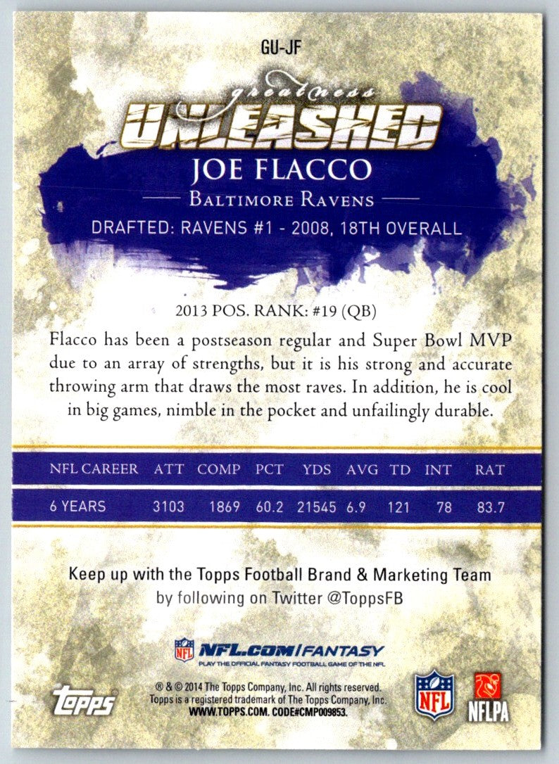 2014 Topps Greatness Unleashed Joe Flacco