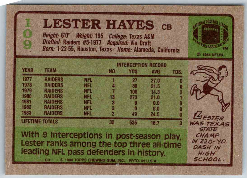 1985 Topps Lester Hayes