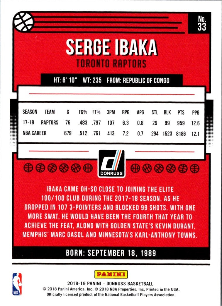 2018 Donruss Serge Ibaka