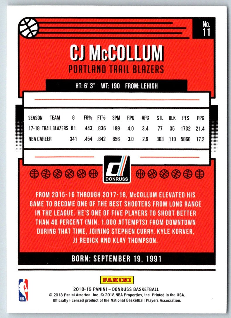 2018 Donruss Optic CJ McCollum