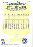 1990 Fleer Award Winners Tony Fernandez #12