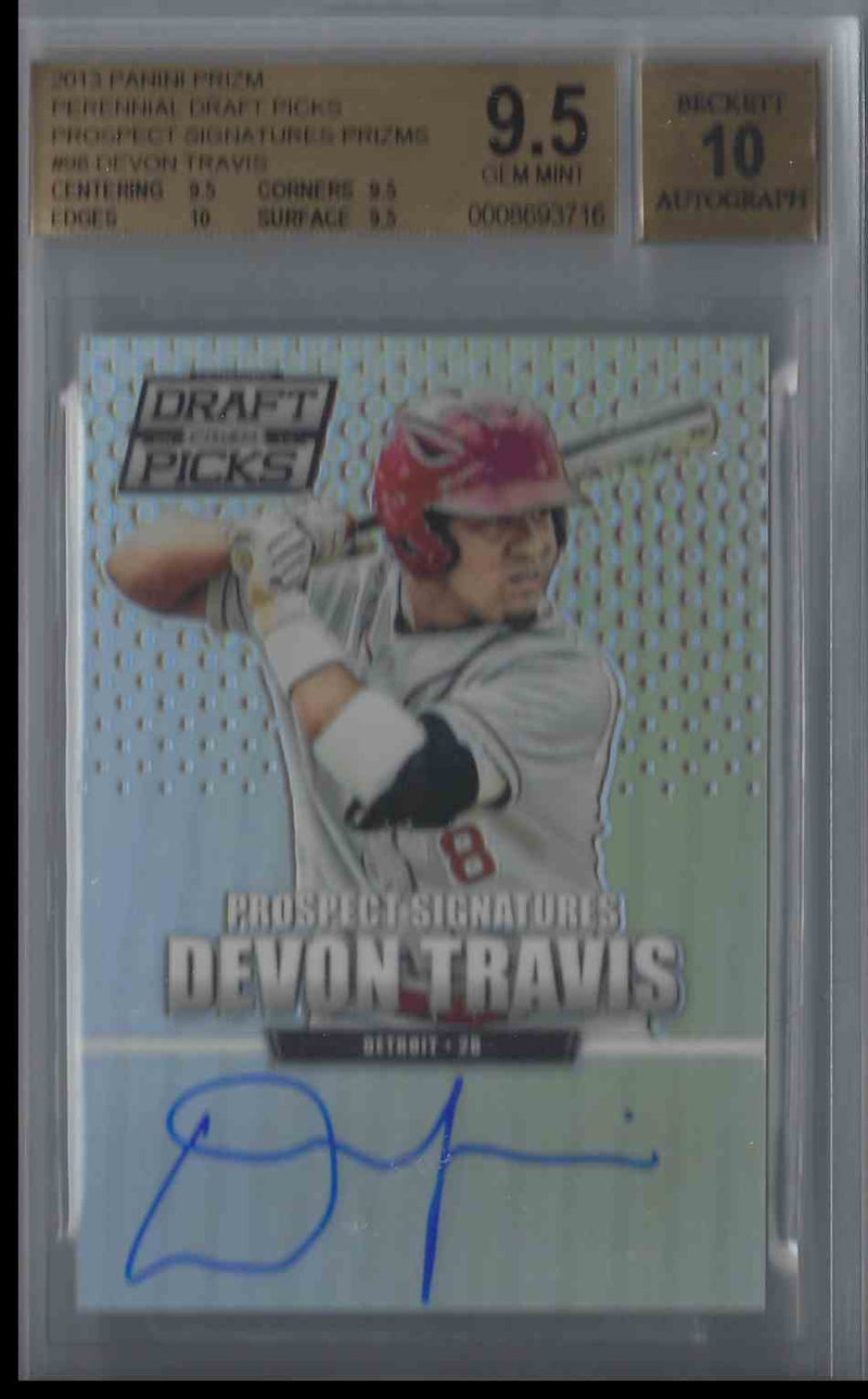 2013 Panini Prizm Devon Travis #2 #98 Rookie Autograph